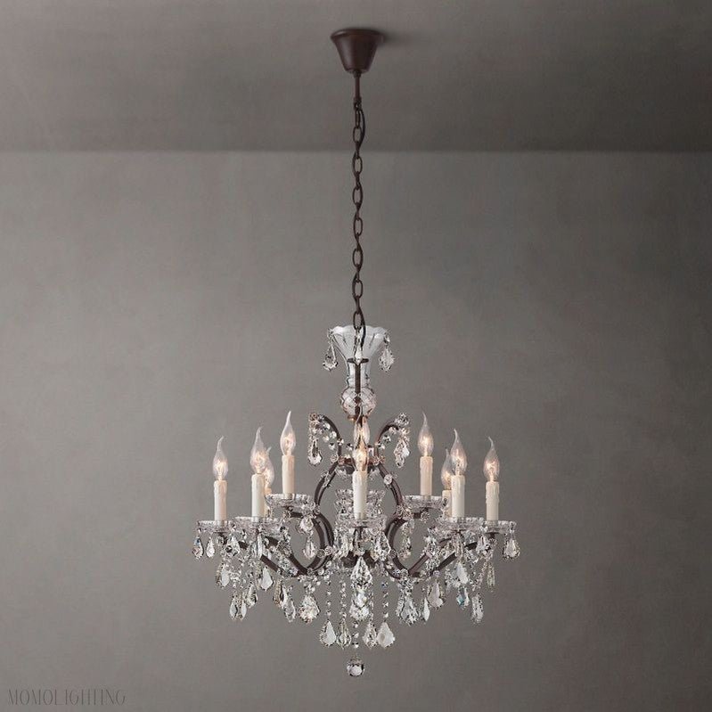 19TH Rococo Crystal Round Chandelier 28"-Nobipets