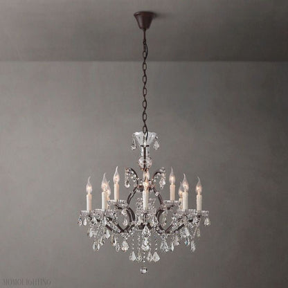 19TH Rococo Crystal Round Chandelier 28"-Nobipets