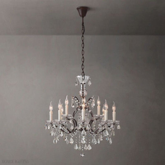 19TH Rococo Crystal Round Chandelier 28"-Nobipets
