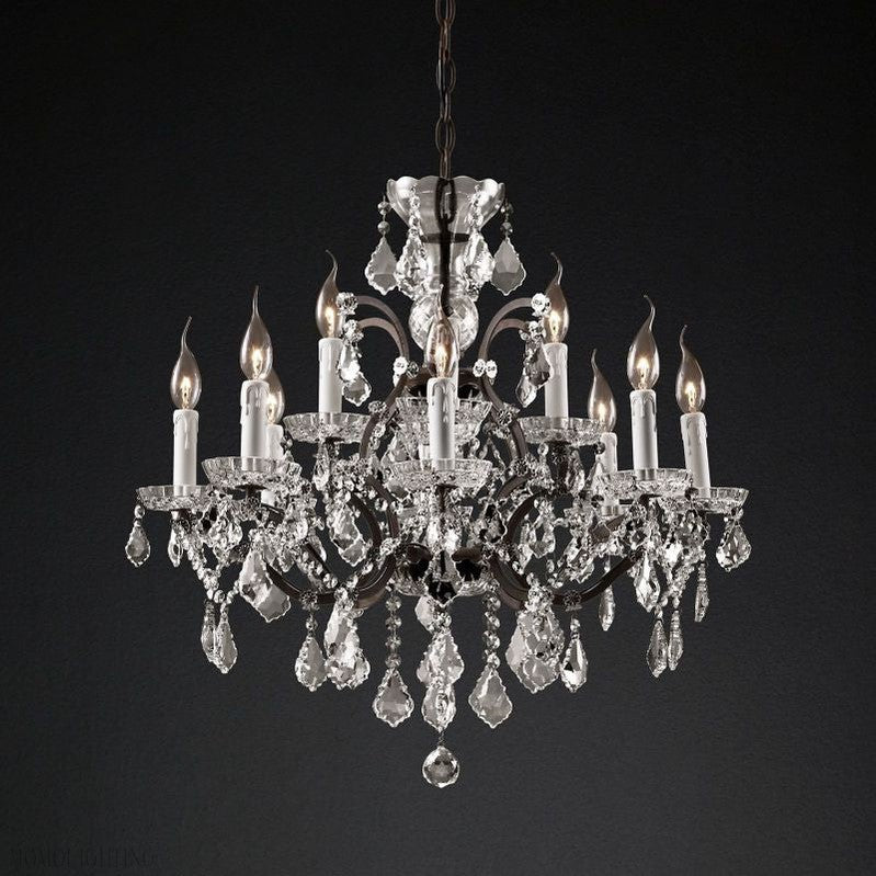 19TH Rococo Crystal Round Chandelier 28"-Nobipets