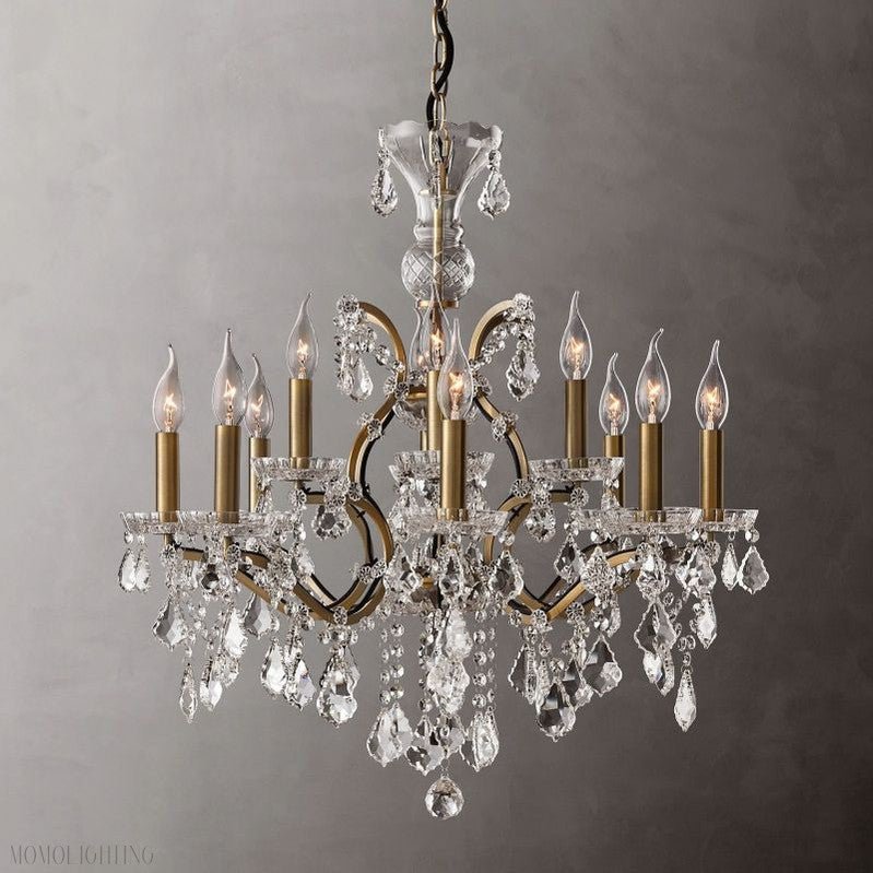 19TH Rococo Crystal Round Chandelier 28"-Nobipets