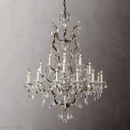 19TH Rococo Crystal Round Chandelier 40"-Nobipets