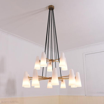 2-Tier White Porcelain Round Chandelier-Nobipets