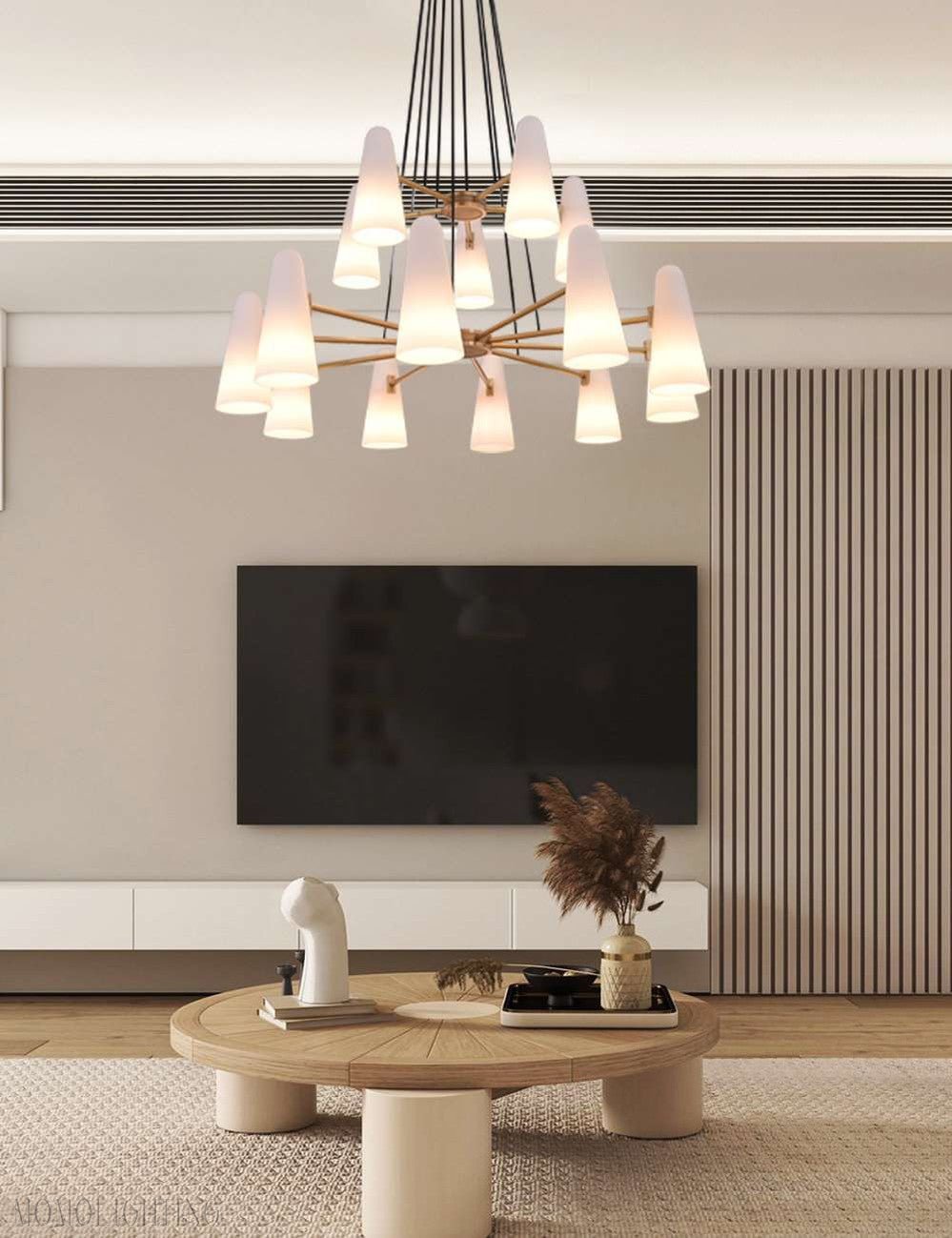 2-Tier White Porcelain Round Chandelier-Nobipets