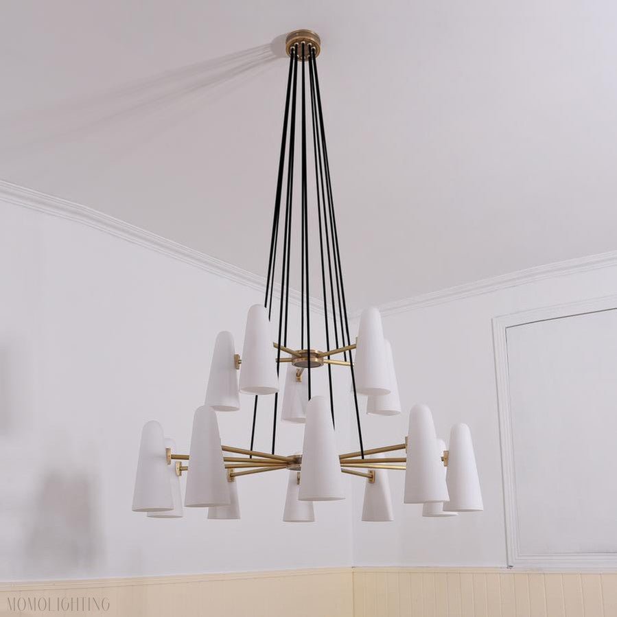 2-Tier White Porcelain Round Chandelier-Nobipets