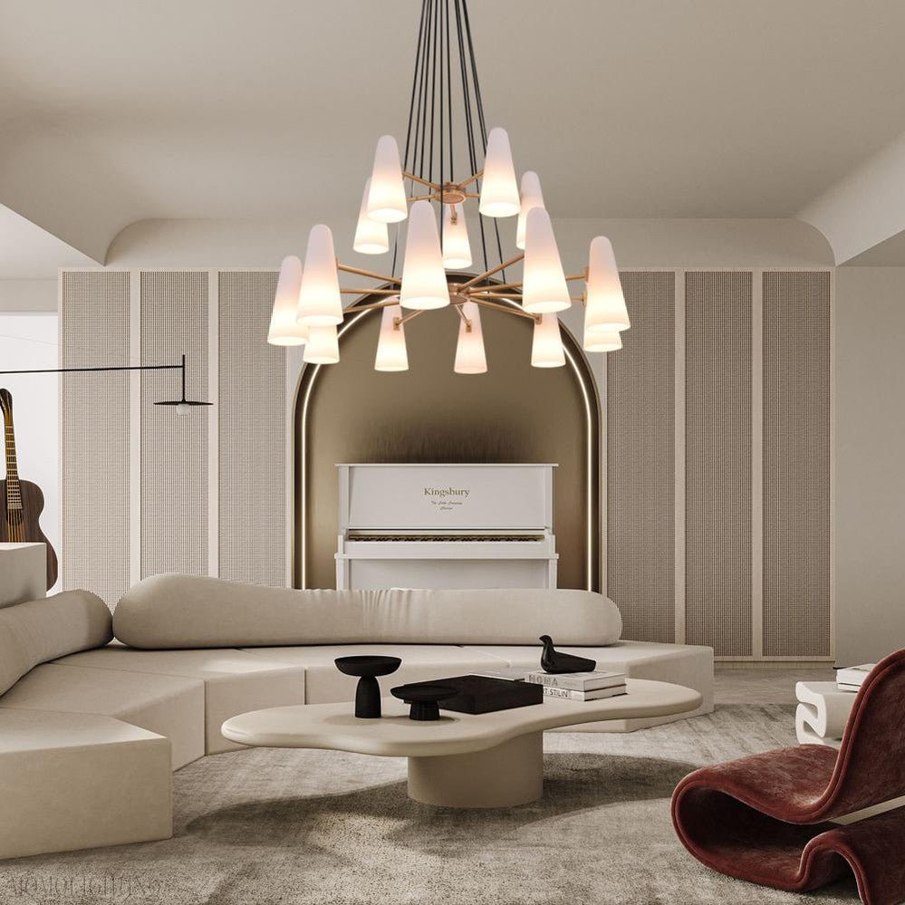 2-Tier White Porcelain Round Chandelier-Nobipets