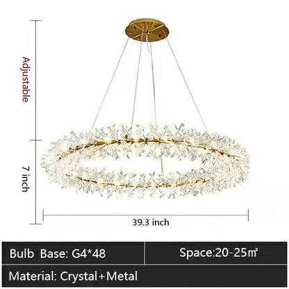 2 Wheel Frozen Ice Crystal Chandelier Light For Living Room Dining Hall-Nobipets