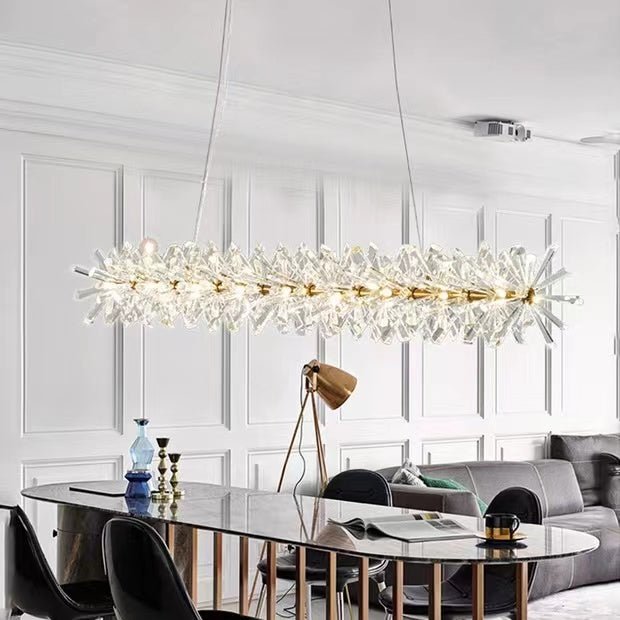 2 Wheel Frozen Ice Crystal Chandelier Light For Living Room Dining Hall-Nobipets