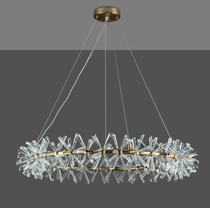 2 Wheel Frozen Ice Crystal Chandelier Light For Living Room Dining Hall-Nobipets