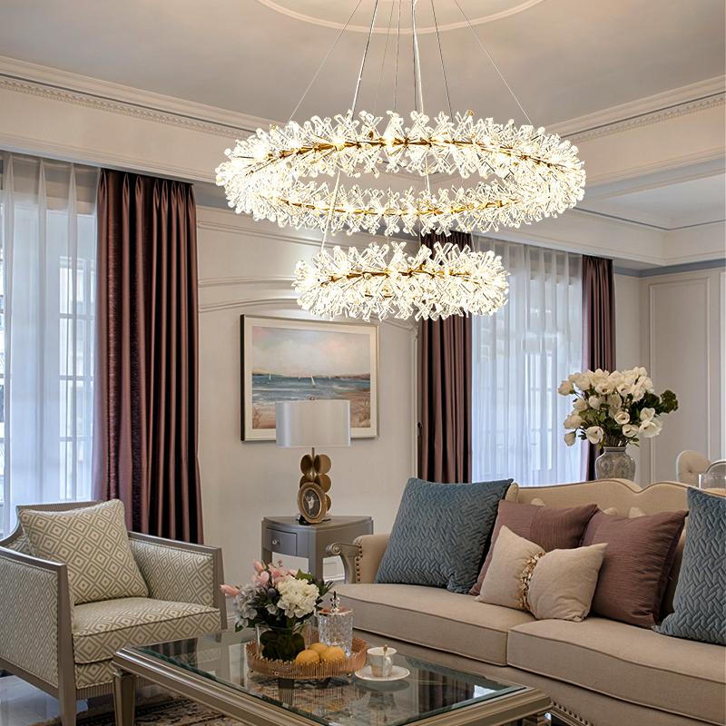 2 Wheel Frozen Ice Crystal Chandelier Light For Living Room Dining Hall-Nobipets