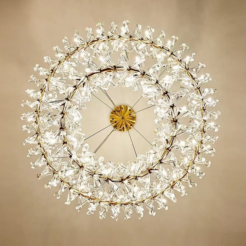 2 Wheel Frozen Ice Crystal Chandelier Light For Living Room Dining Hall-Nobipets