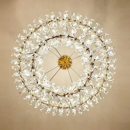 2 Wheel Frozen Ice Crystal Chandelier Light For Living Room Dining Hall-Nobipets