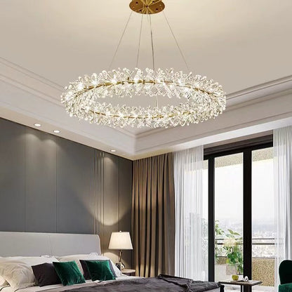 2 Wheel Frozen Ice Crystal Chandelier Light For Living Room Dining Hall-Nobipets