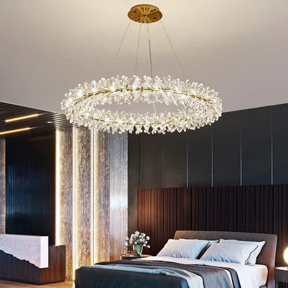 2 Wheel Frozen Ice Crystal Chandelier Light For Living Room Dining Hall-Nobipets