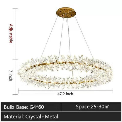 2 Wheel Frozen Ice Crystal Chandelier Light For Living Room Dining Hall-Nobipets