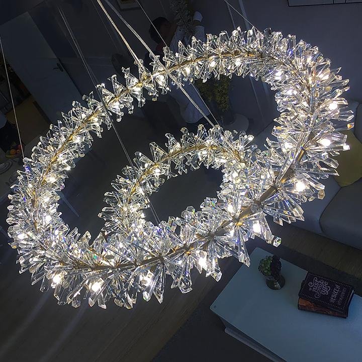 2 Wheel Frozen Ice Crystal Chandelier Light For Living Room Dining Hall-Nobipets