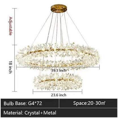 2 Wheel Frozen Ice Crystal Chandelier Light For Living Room Dining Hall-Nobipets