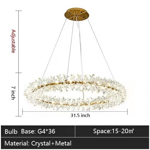 2 Wheel Frozen Ice Crystal Chandelier Light For Living Room Dining Hall-Nobipets