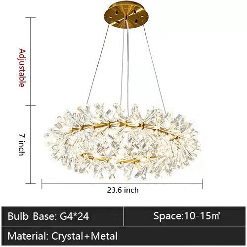 2 Wheel Frozen Ice Crystal Chandelier Light For Living Room Dining Hall-Nobipets