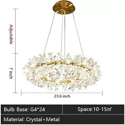 2 Wheel Frozen Ice Crystal Chandelier Light For Living Room Dining Hall-Nobipets