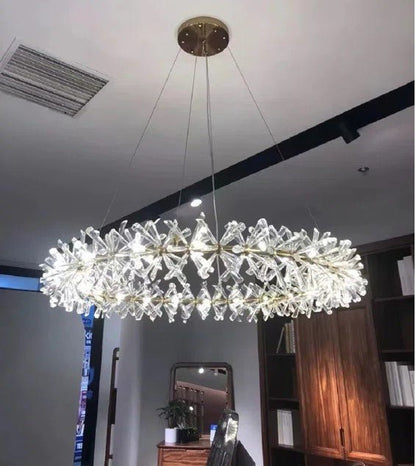 2 Wheel Frozen Ice Crystal Chandelier Light For Living Room Dining Hall-Nobipets