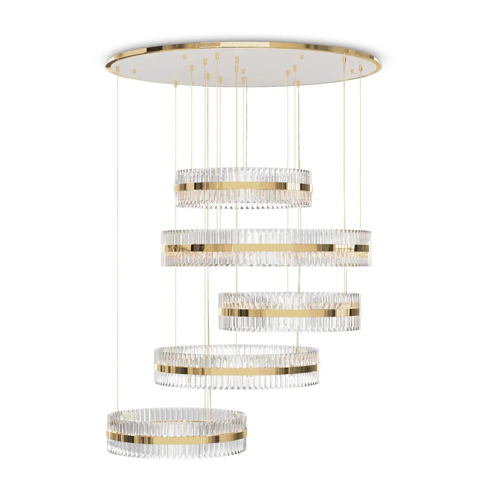 5-Ring Crystal Chandelier in Gold Finish-Nobipets