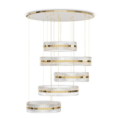 5-Ring Crystal Chandelier in Gold Finish-Nobipets