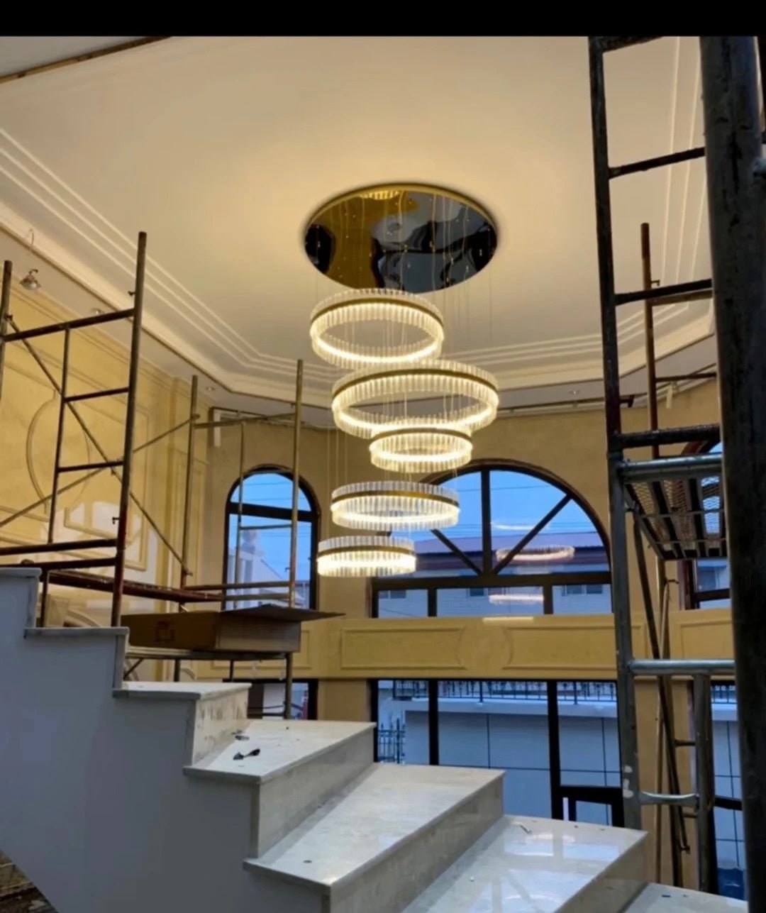 5-Ring Crystal Chandelier in Gold Finish-Nobipets