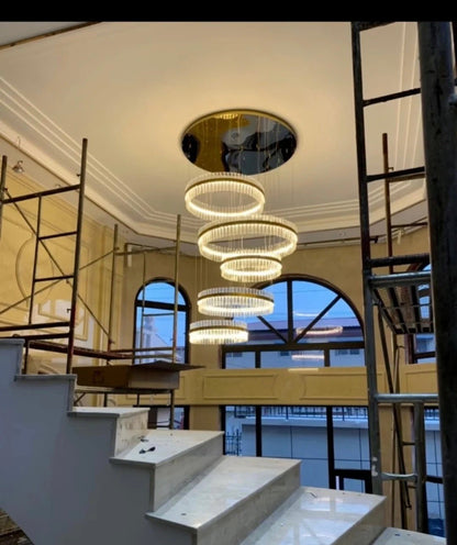 5-Ring Crystal Chandelier in Gold Finish-Nobipets