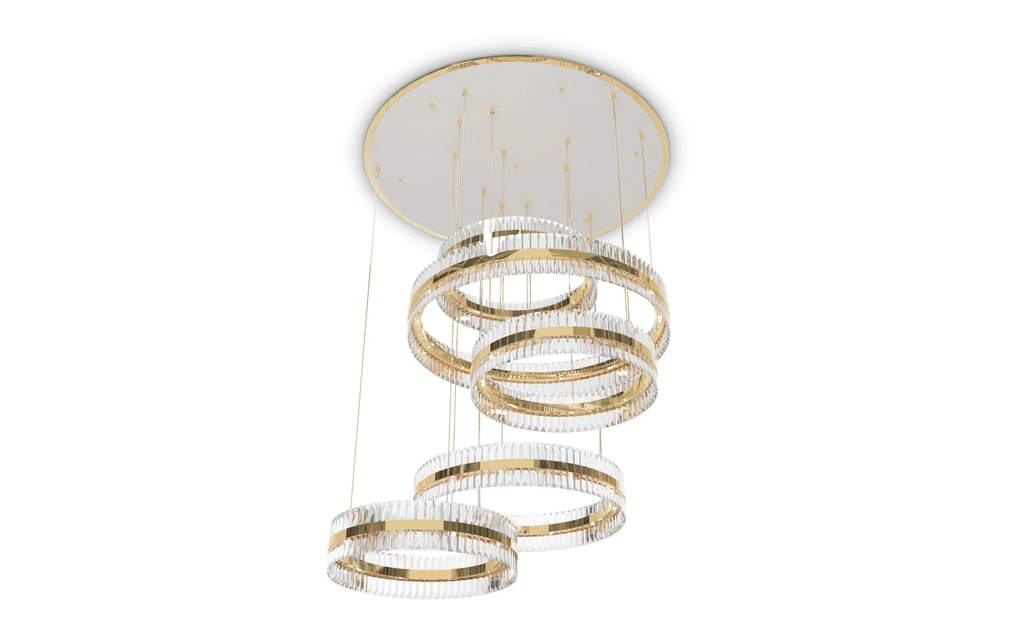 5-Ring Crystal Chandelier in Gold Finish-Nobipets