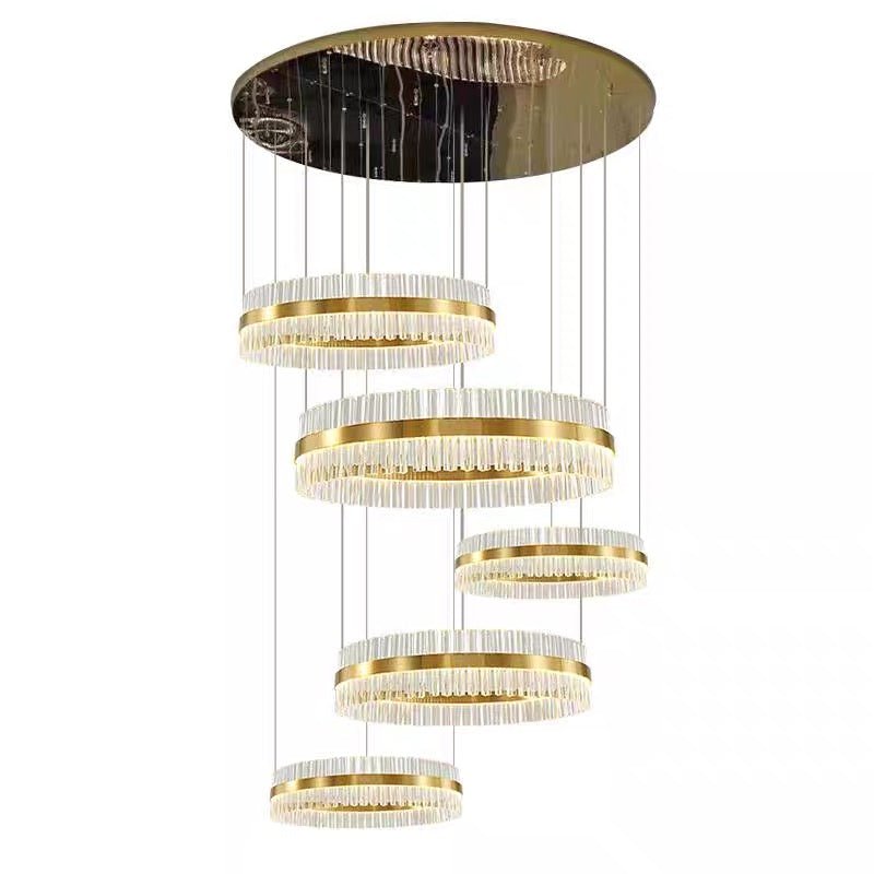 5-Ring Crystal Chandelier in Gold Finish-Nobipets