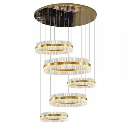 5-Ring Crystal Chandelier in Gold Finish-Nobipets