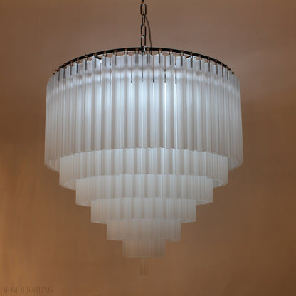 5-Tier Apex Odeon Frost Crystal Fringe Chandelier-Nobipets