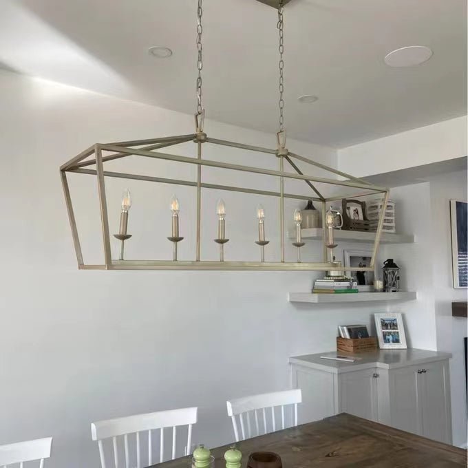 6 Light Farmhouse Chandelier Kitchen Island Geometric Pendant Light-Nobipets