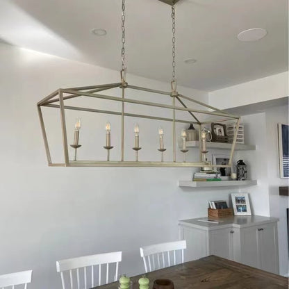 6 Light Farmhouse Chandelier Kitchen Island Geometric Pendant Light-Nobipets
