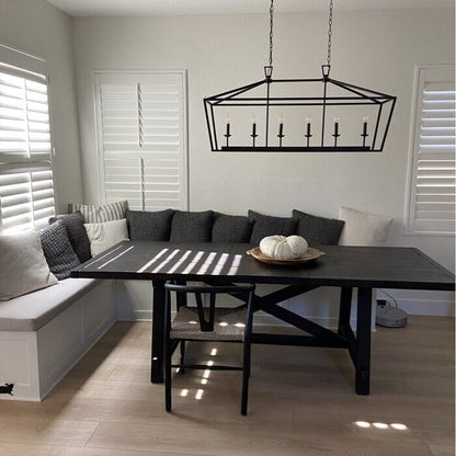 6 Light Farmhouse Chandelier Kitchen Island Geometric Pendant Light-Nobipets