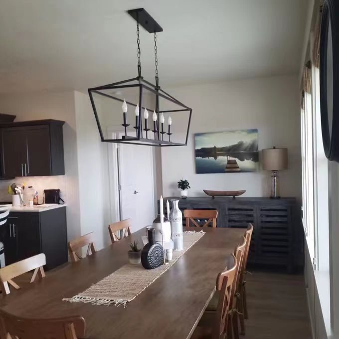 6 Light Farmhouse Chandelier Kitchen Island Geometric Pendant Light-Nobipets