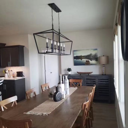 6 Light Farmhouse Chandelier Kitchen Island Geometric Pendant Light-Nobipets