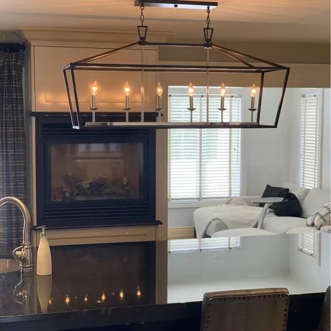 6 Light Farmhouse Chandelier Kitchen Island Geometric Pendant Light-Nobipets