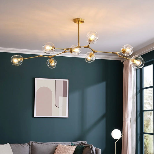 6/8-Lights Clear Globes Glass Modern Arm Chandelier Bronze For Dining Room Or Bedroom-Nobipets
