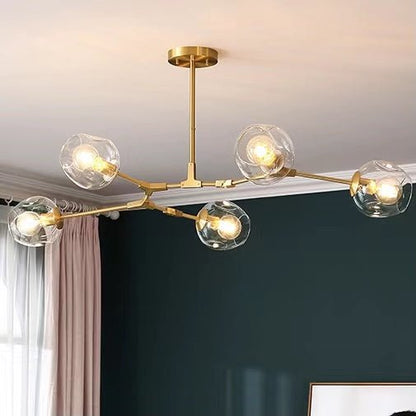 6/8-Lights Clear Globes Glass Modern Arm Chandelier Bronze For Dining Room Or Bedroom-Nobipets