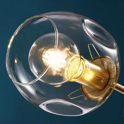 6/8-Lights Clear Globes Glass Modern Arm Chandelier Bronze For Dining Room Or Bedroom-Nobipets