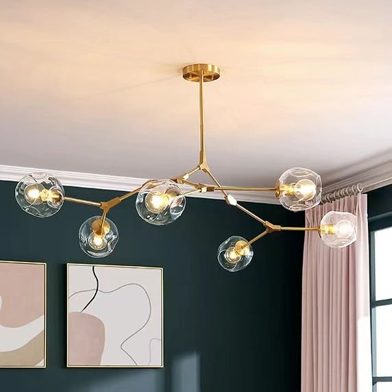 6/8-Lights Clear Globes Glass Modern Arm Chandelier Bronze For Dining Room Or Bedroom-Nobipets
