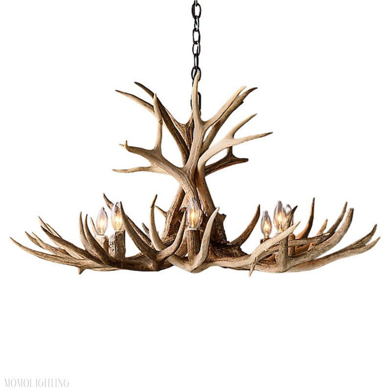 8 Light Reagan Tall Mule Deer Antler Chandelier 20"H-Nobipets