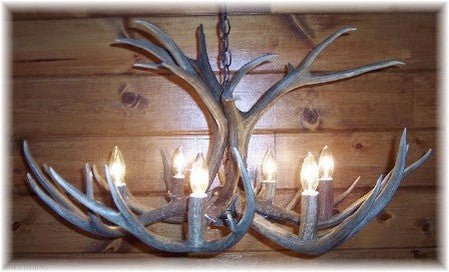 8 Light Reagan Tall Mule Deer Antler Chandelier 24"H-Nobipets