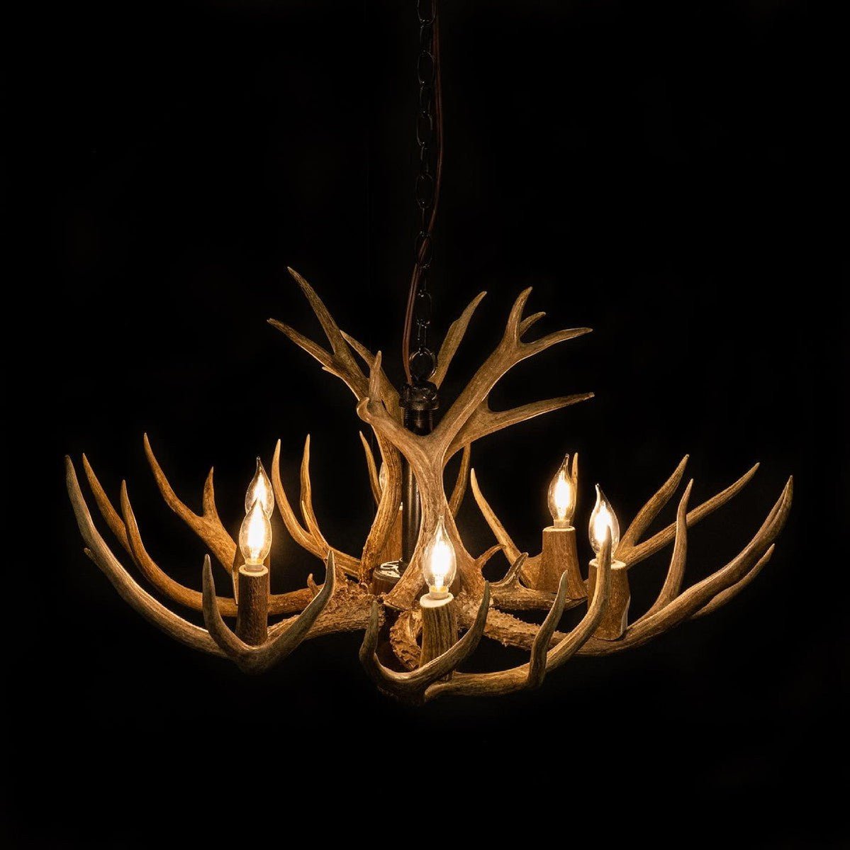 8 Light Reagan Tall Mule Deer Antler Chandelier 24"H-Nobipets