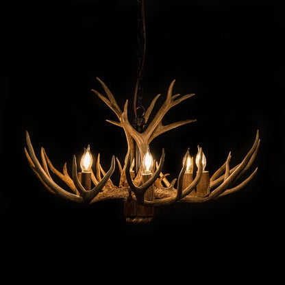 8 Light Reagan Tall Mule Deer Antler Chandelier 24"H-Nobipets