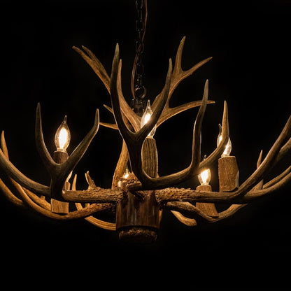 8 Light Reagan Tall Mule Deer Antler Chandelier 24"H-Nobipets