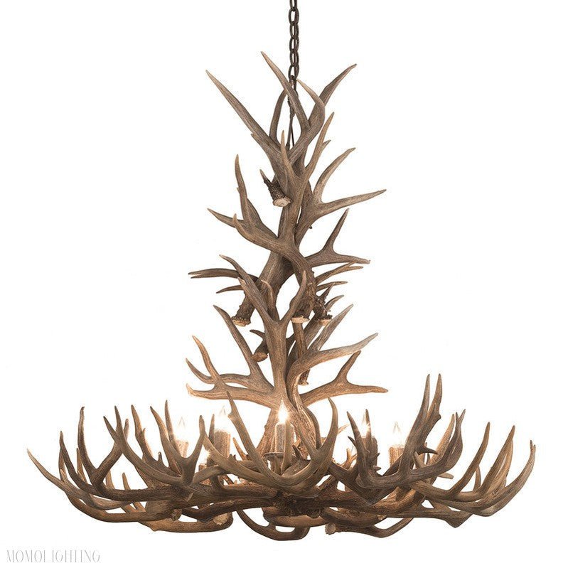 8 Light Reagan Tall Mule Deer Antler Chandelier 36"H-Nobipets