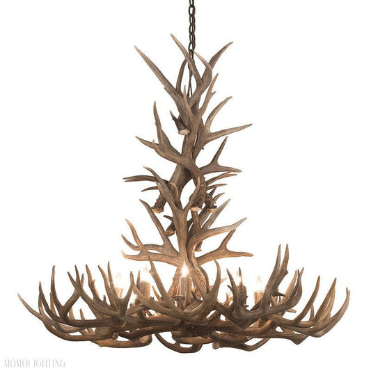 8 Light Reagan Tall Mule Deer Antler Chandelier 36"H-Nobipets